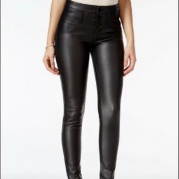 celebrity pink faux leather pants